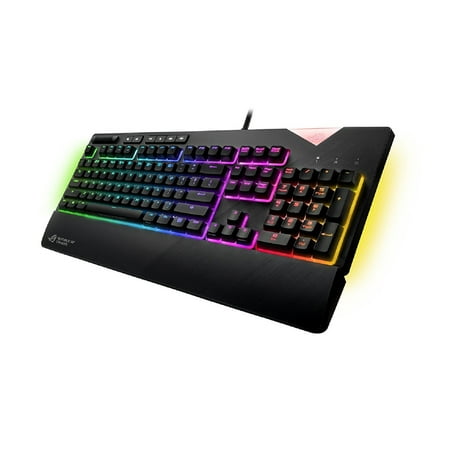ASUS ROG Strix Flare (Cherry MX Brown) Aura Sync RGB Mechanical Gaming Keyboard with Switches, Customizable Badge, USB Pass Through and Media (Best Mechanical Keyboard Cherry Mx Brown)