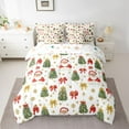 thumbnail image 2 of Feelyou Ribbon Xmas Tree Bedding Comforter Set 7 Pieces, Kawaii Santa Claus Full Bedding Set, Dreamy Winter Snowflake Reversible Fitted Sheet Flat Sheet, Microfiber Bedroom Decor, 2 of 7