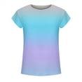thumbnail image 4 of QLEICOM Women's Tee Shirts, Gradient Color Print Short Sleeve Crew Neck Tee Casual Loose Fit Summer Shirt Tops, Plus Size Gradient Loose Tops, Tees & Blouses for Women S-5XL, 4 of 5
