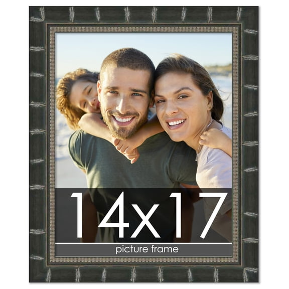 14x17 Bamboo Black Complete Wood Picture Frame with UV Acrylic, Foam Board Backing, & Hardware
