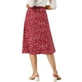 thumbnail image 3 of INSPIRE CHIC Women's A-Line Midi Skirt Floral Print Chiffon Vintage 2024 Summer Skirts L Red, 3 of 7