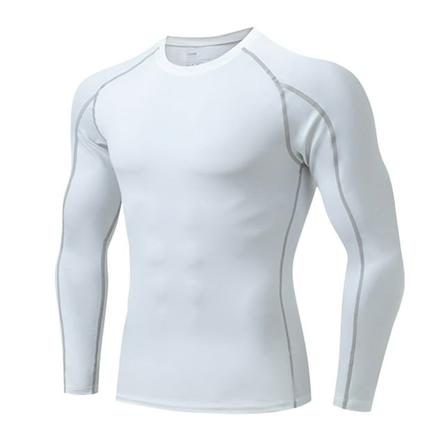 Men's Tight Fitting Fitness Sports T-Shirt - Long Sleeved, Training Running Top, Decorative Line Design, Polyester Material