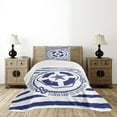 thumbnail image 4 of Ambesonne Starfish Quilted Bedspread Set 2 Pcs, Trip Starfish Striped, Twin Size, Navy Blue White, 4 of 5