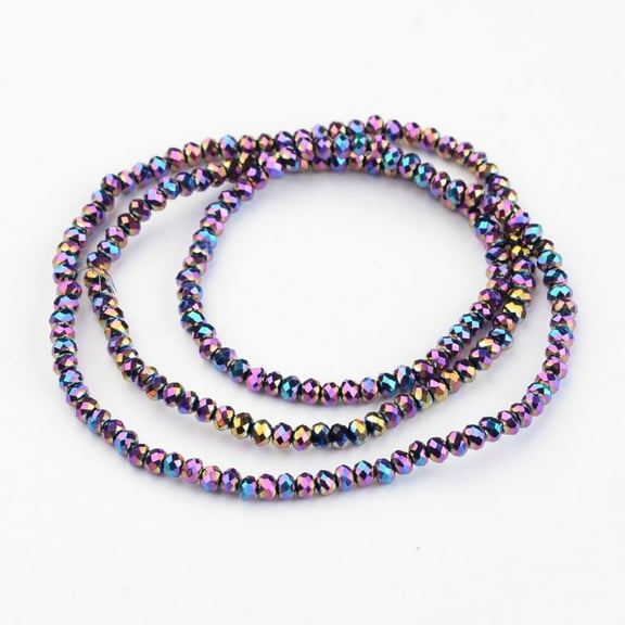 1 strand Electroplate Glass Bead Strands Faceted Rondelle Multi-color Plated 3x2mm Hole: 1mm 165~169pcs/strand 15~16 inch(38~40cm)