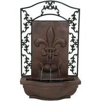 Sunnydaze French Lily Polystone Outdoor Solar Wall Fountain with Battery Backup, Iron Finish