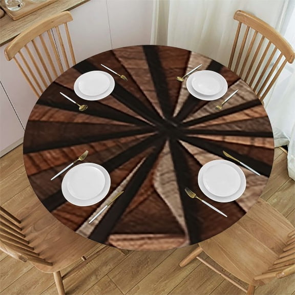 HAOXIT Tablecloth Western in Waterproof Washable Round Table Cloth Cover for Dining Room Kitchen Decoration 31-35