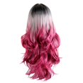 thumbnail image 1 of Perruque Dégradée Blanche Rose Grande Vague Cheveux Longs Mode Perruque Style Coiffe, 1 of 5
