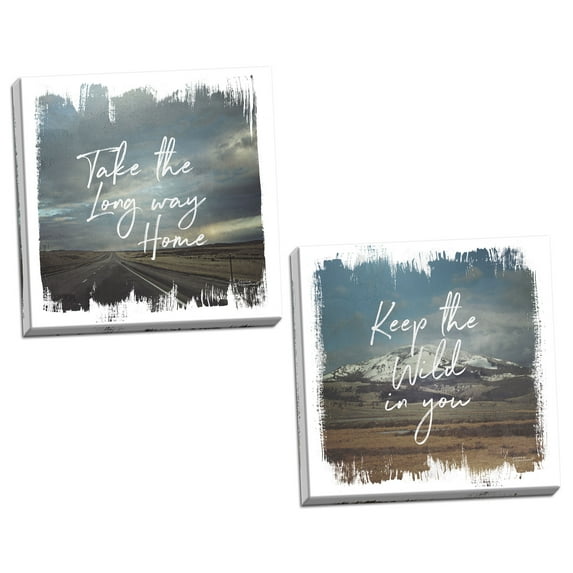 Gango Home Decor Casual Wild Wishes I & Wild Wishes II by Laura Marshall (Ready to Hang); Two 12x12in Hand-Stretched Canvases