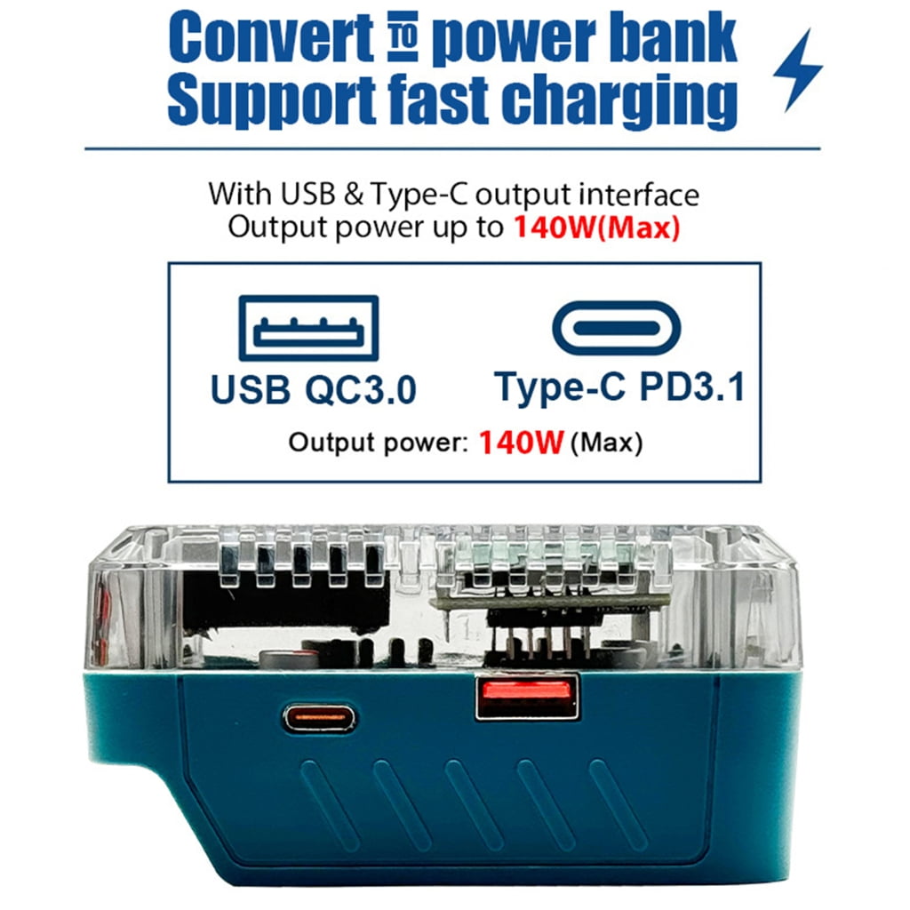 Tizuqe USB C Enable High Efficiency Charger Conversion Adapters for Lithiums Batteries with 140W Rapid Charging Capability