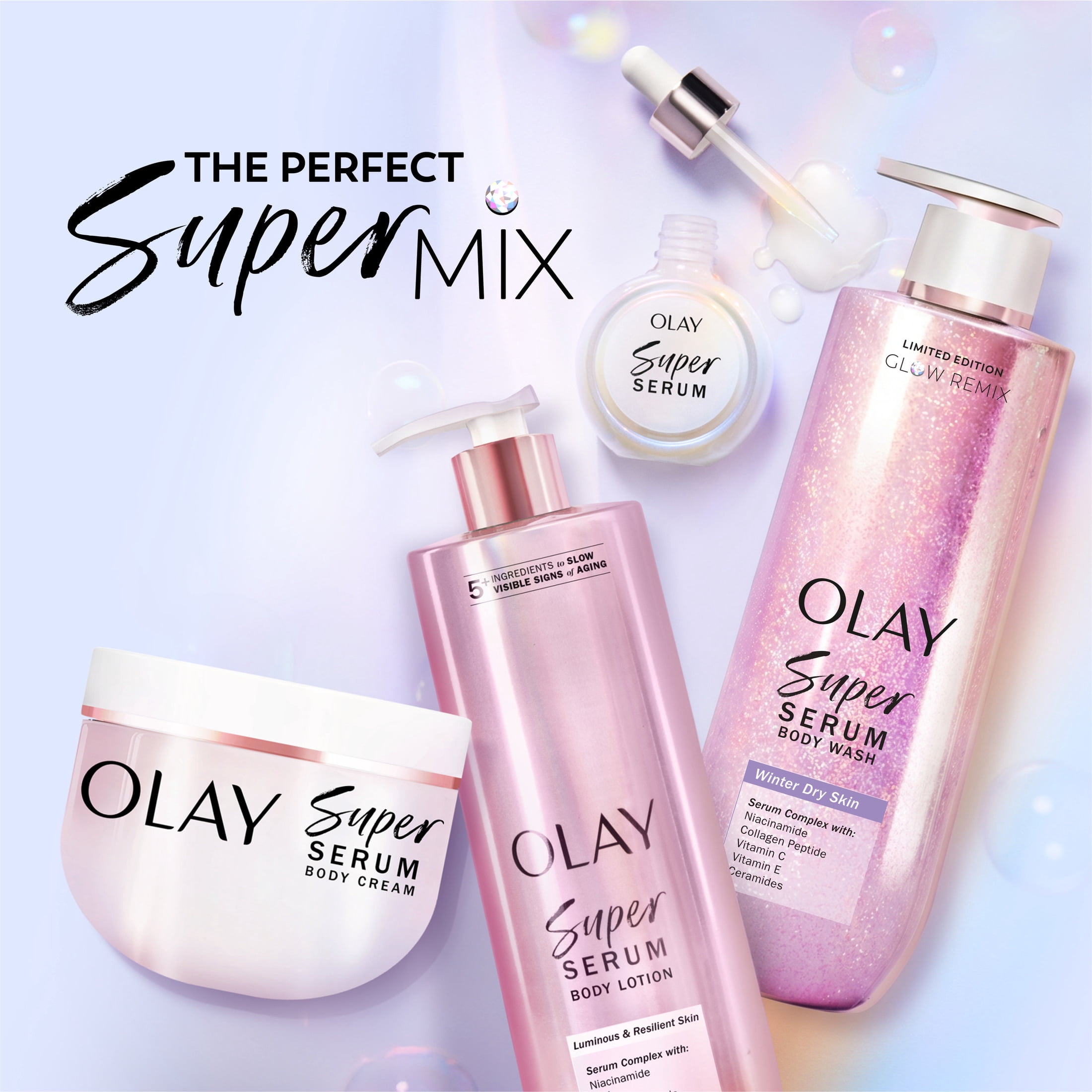 Olay Super Serum Body Wash Winter Glow, Limited Edition with Niacinamide, Collagen Peptide and Vitamin C, 20 fl oz