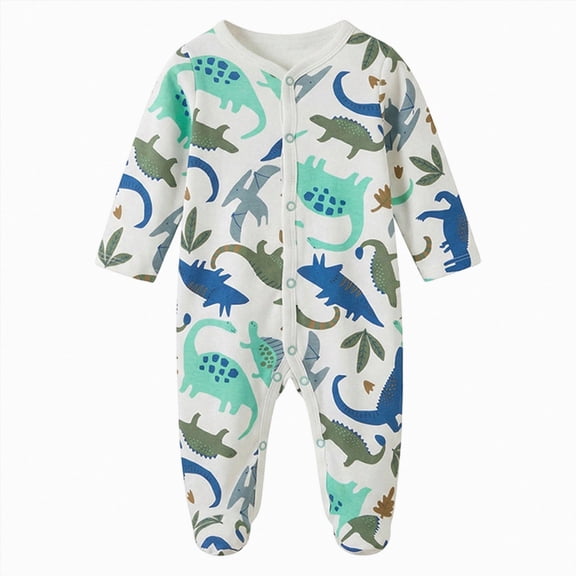 3-6 Months Newborn Baby Boys Girls Jumpsuit Footed Long Sleeve Button Bodysuit Outfits Warm Snowsuit Jumpsuit Unisex Fall Winter