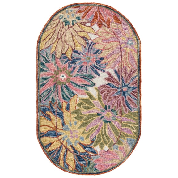 SAFAVIEH Jardin Corine Floral Area Rug, Pink/Rust, 3' x 5' Oval