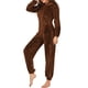 thumbnail image 1 of Pijama de forro polar para mujer, con capucha, peludo, cálido, mono, mono, ropa de dormir Eccomum Café/4X-grande, 1 of 7