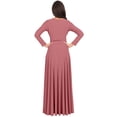 thumbnail image 5 of KOH KOH Long Sleeve Modest Fall Winter Elegant Evening Flowy Empire Waist Full Floor Length Cocktail Formal Tall Pleated Maxi Dress Gown Abaya For Women Cinnamon Rose Pink XX-Large US 18-20 NT009, 5 of 6