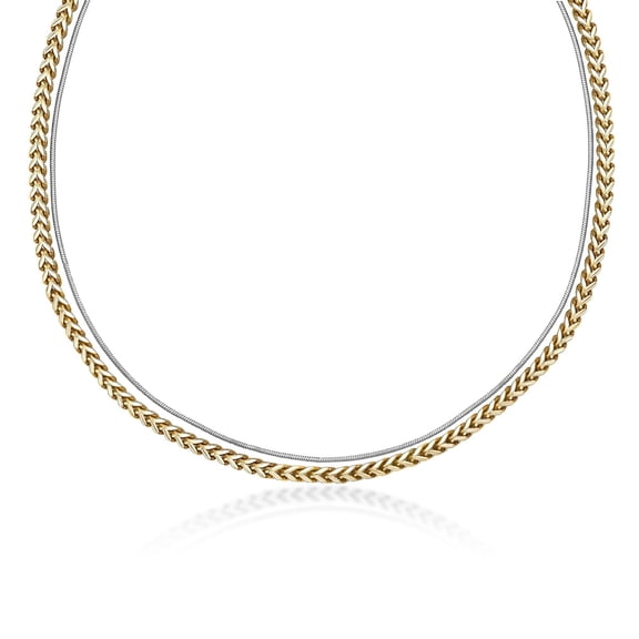 Metro Jewelry Gold Ion Plated Stainless Steel 9MM Layered Curb Chain Necklace - 20-22 Inch