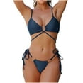 thumbnail image 2 of Traje de baño para mujer, bikini de tirantes sin espalda de color liso para mujer, trajes de baño para mujer, conjuntos de bikini para mujer, trajes de baño de bikini para mujer, 2 of 3