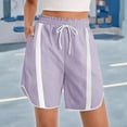thumbnail image 4 of UDAUDU Womens Baggy Cargo Shorts Casual Wide Leg Knee Length Drawstring Elastic Waist 2026 Workout Trendy Running Athletic Yoga Shorts Light Purple 2XL, 4 of 6