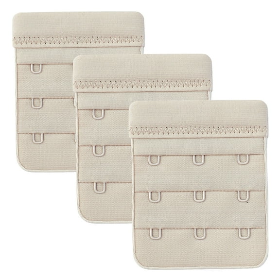 Bra Extenders 3 Hook 3 pack Non‑Stretch Lined Durable Set Beige-CHIRRUPY CHIEF