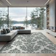 thumbnail image 2 of ODIKA 8'x10' Washable Area Rug Grey Vintage Cottagecore Symmetrical Motif Delicate Ivory Woodland for King Size Bedroom Under Bed, Master Suite, Non-Shedding, Easy Care, 2 of 7