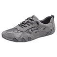 thumbnail image 3 of Rokment Men's Hiking Running Shoes Breathable Mesh Leather Patchwork Slip on Walking Tennis Flat Outdoor Climbing Trekking Fashion Sneakers, 3 of 5