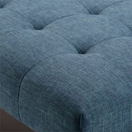 Simpli Home - Draper Mid Century Tufted Ottoman Bench - Denim Blue