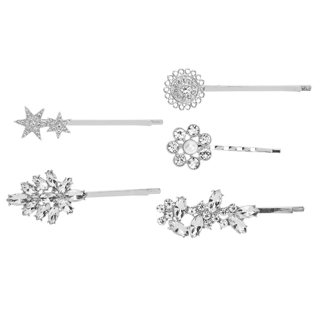 GOOHOCHY 5 pasadores para el pelo con flores y diamantes de imitación para mujer. Herramientas para peinar el cabello.