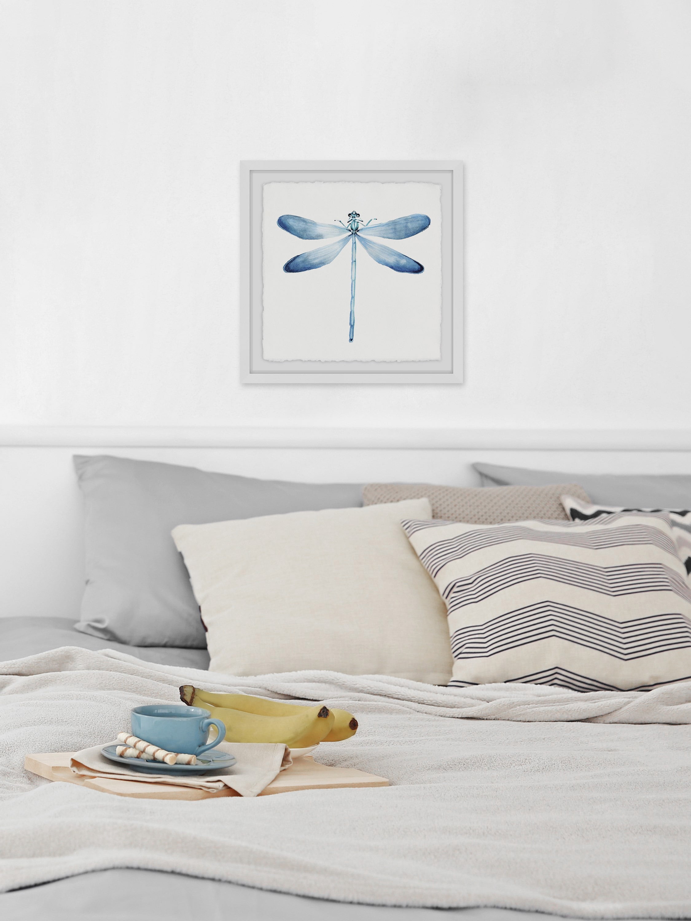 Marmont Hill Pastel Blue Dragonfly Framed Wall Art, 32" x 32"