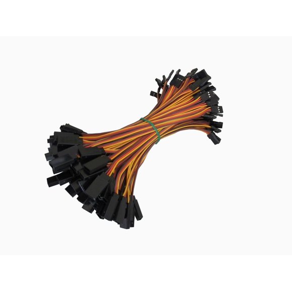 Hobbypower 150mm Male to Female JR Plug RC Servo Extension Lead Wire Cable (Pack of 100 Pcs,15cm)