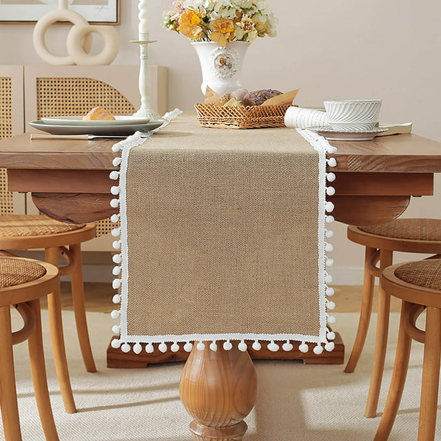 Fiudx Bandera de Mesa de Lino, Diseño de Tejido Natural, Decoración para Festivales, Funda de Tela para Armario de Vestíbulo, Textura Elegante, Decoración Versátil, Tamaño 30 X 120 Cm, Ideal para Cel
