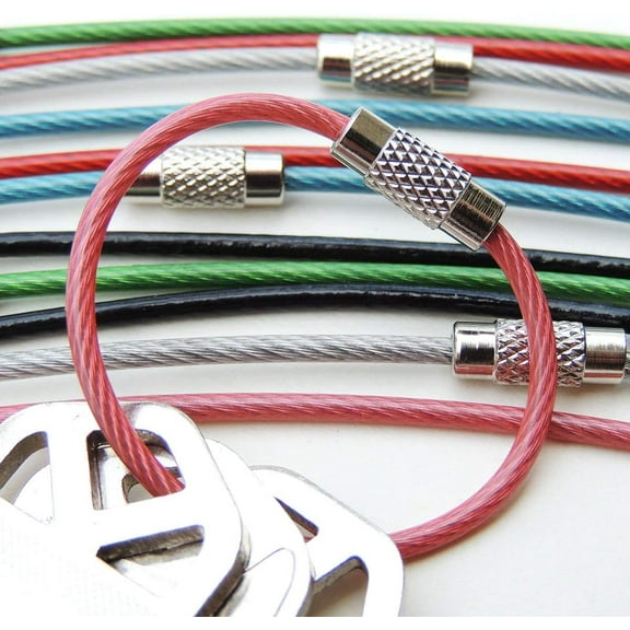 Wire Keyrings, 4-Inch, 12 Pack, Flexible Keychain with Plastic Coated Steel for Keys, Luggage Tags, Key Fobs