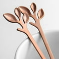 thumbnail image 7 of Long Handle 7.4-Inch Leaf Teaspoons set, 6 Pcs Silver Stainless Steel Coffee stirring spoon, 7 of 7