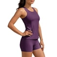 thumbnail image 6 of HOMBOM Swimsuit for Women Two Piece Swimwear Tankini Purple Modest High Waisted Shorts Ladies Bathing Suit,Colorblock,S, 6 of 9