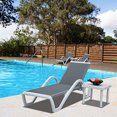 thumbnail image 6 of Patio Chaise Lounge Adjustable Aluminum Pool Lounge Chairs with Arm All Weather Pool Chairs for Outside,in-Pool,Lawn by domi outdoor living (Gray Lounge W/Table), 6 of 9