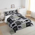 thumbnail image 4 of Hunting Bear Deer Comforter Set, Buffalo Plaid Quilt Twin Size Rustic Cabin Patchwork Bedding Set Teens Adult, Farmhouse Woodland Duvet Insert 2Pcs With 1 Pillow Case, 4 of 5