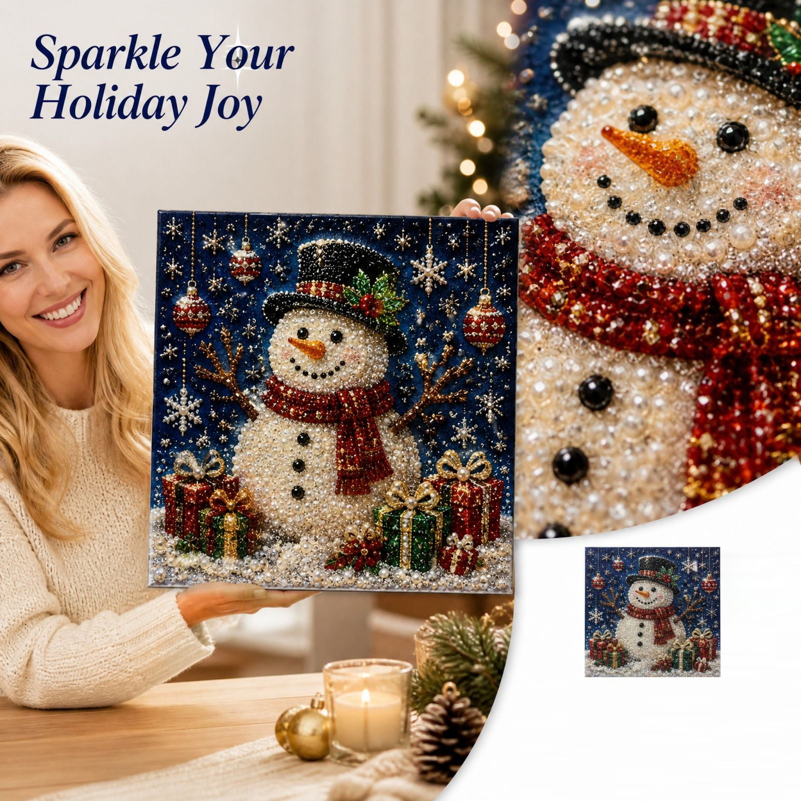 Christmas Decoration Kit 8 x 8 DIY ABS Craft Set for Holiday Decor Christmas Craft Supplies for Adults Kids Tabletop Ornament Making Kit