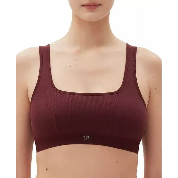 GAP GapBody Women's Ribbed Logo Comfort Bralette, Red Wine Medium