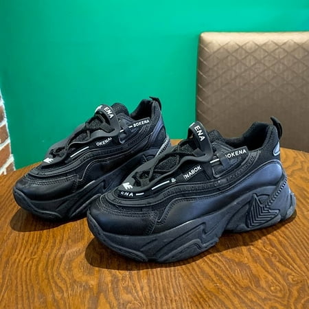 

Toyella Dad Shoes Women s 2022 New Women s Shoes Thick-soled Casual Women s Student Sneakers Black 37
