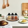 thumbnail image 4 of 3/2/1pcs Acacia Wood Lazy Susan Turntable Organizer Round Wooden Kitchen Countertop Rotating Spice Rack With Steel Sides 9/7/6 Inch Storage For Dining Table Cabinet Cupboard Pantry Refrigerator, 4 of 5