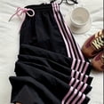 thumbnail image 4 of Landzoo One Wide Leg Baggy Track Pants Low Rise Side Striped Slouchy Palazzo Sweatpants Soft Beautiful Women's Casual Trousers, 4 of 5