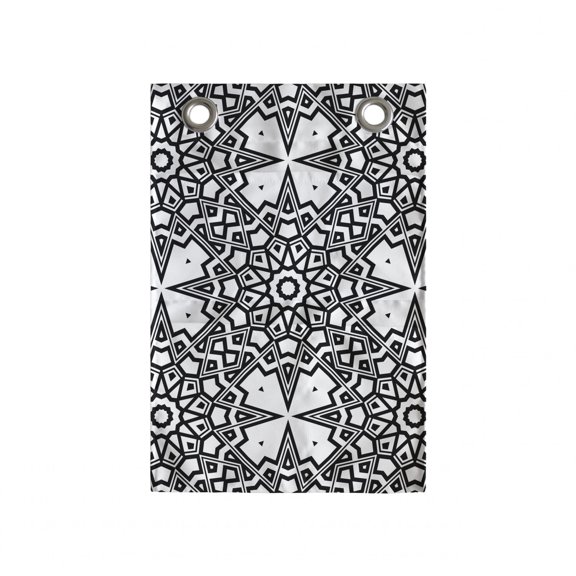 Antique Oriental Hanging Pocket Organizer, Cultural Monochrome Circle and Sharp Ornaments Combined Print, Printed Polyester Storage Bag with Pockets, 14" x 20", Charcoal Grey and White