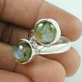thumbnail image 4 of Genuine Labradoratie Stackable Round Ring, 2 Stone Blue Fire Ring, Dainty Ring, Cocktail Adorable Ring, Bohemian Pinky Good Friday Gift, June Birthstone Stunning Ring (Labradorite, Size 7), 4 of 6