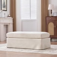 thumbnail image 4 of Dtwnek Upholstered Chenille Ottoman with Metal Legs, Rectangle Bench for Living Room Bedroom Entryway and Office, Beige, 4 of 7