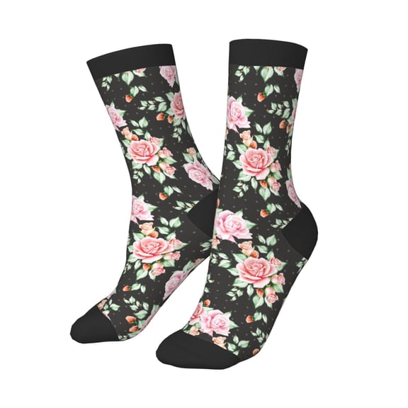 Kids Girls Boys Socks - Lighet Pink Rose Flowers Comfort Breathable Crew Socks for Boys Girls Kids, Soft Athletic Running Socks for Boys Socks 6-10 Years Old