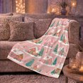 thumbnail image 6 of Whimsical Pastel holiday cottage Village Scene, Festive Holiday Scene, Warm Flannel Blanket for Living Room and Reading Nook, Art Lovers Friendship Gift, Festive Home Decor, 6 of 9