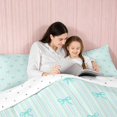 thumbnail image 4 of Erosebridal Line Art Bow Stripe King Size Comforter Sets for Girls, Minimalist Girly Ditsy Print Comforters King Size, Reversible 3pcs 1 Comforter and 2 Pillowcases, 4 of 6