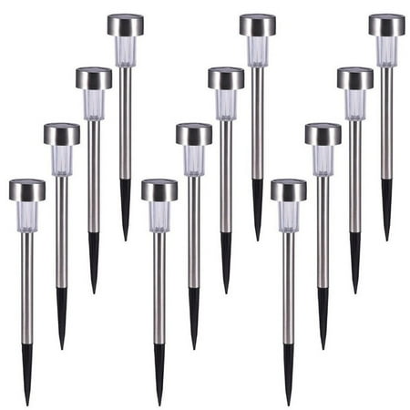 

Outdoor Garden Glass Stainless Steel Waterproof Yard LED Solar Lights Lamp 12pc