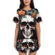 thumbnail image 1 of Fotbe Flower Horn Skull Conjunto de Pijama Estampado para Mujer, 2 Piezas, Ropa de Dormir con Camiseta de Manga Corta y Shorts Suaves-XX-Large, 1 of 6