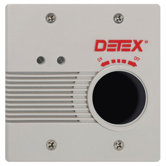 Detex EAX-2500SK GRAY EAX-2500 Series - Wall Mount Kit - Surface Mount AC/DC Powered Alarm EA-561 Warning Sign Black Box Included Flush Magnetic Switch Contacts and 24VAC Transformer Included Gray