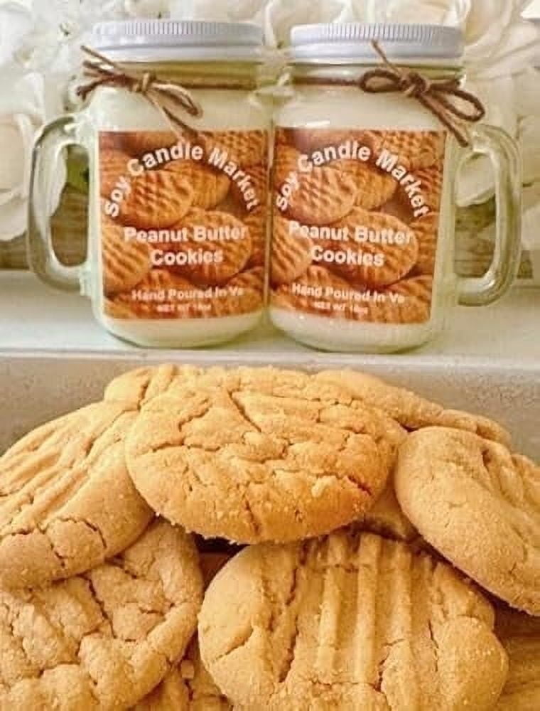The Soy Candle Market 16 oz Peanut Butter Cookies Scented Container Candles with 85 h Burn Time