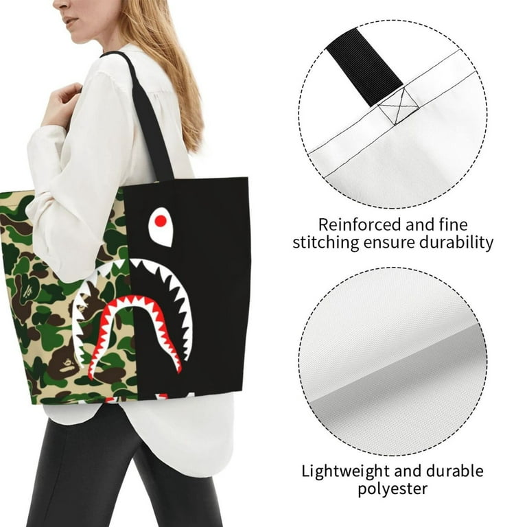 Bape Face Shark Womens Casual Shoulder Bag Tote Bag Reusable Shopping Bag Shopper Handbags Walmart